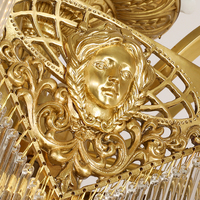 Lustre suspendu en laiton surdimensionné de style baroque pour salle de banquet d'hôtel, lustres de plafond haut, luminaire suspendu en cristal européen pour escalier