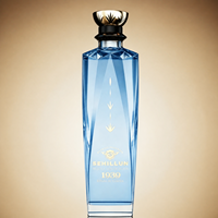 Bouteille de Tequila en Cristal Premium, Verre Facetté Bleu, Contenant Décoratif Vintage pour Spiritueux, Embouteillage Personnalisé OEM, Vente en Gros pour Distilleries
