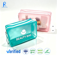 Pochette de maquillage transparente en PVC imprimée sur mesure, fermeture éclair EVA, étanche, trousse de toilette de voyage, pochette de beauté de luxe pour les soins de la peau