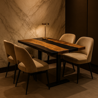 Table à manger pliable en bois massif Akku Arts, design moderne et luxueux, finition époxy noire, meubles pour la maison et l'appartement