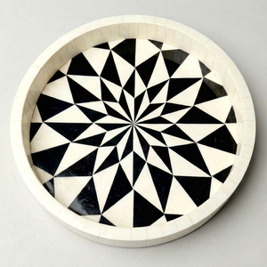 Plateau décoratif en os incrusté de motifs mosaïques, fait main, de qualité supérieure, pour la décoration intérieure et comme article cadeau - Product Image 1