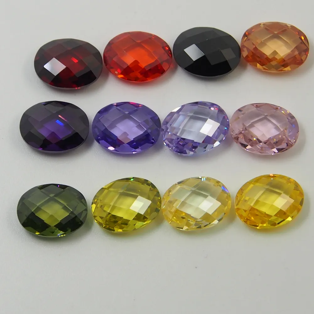 4mm 6mmWholesale Round shape faceted cut FlatBack Cubic Zirconia Checker cut Color Cubic Zircon stone