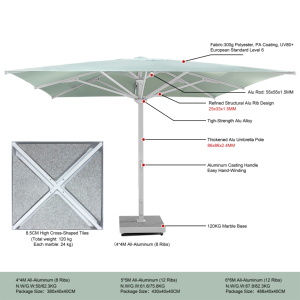 Usine-Vendu personnalisé 4m 5m 6m 7m Jardin Patio Parasol Couverture Design Moderne Parapluies Extérieurs étanches pour Mobilier Extérieur - Product Image 2