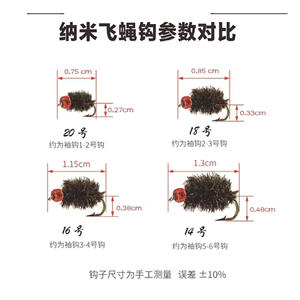 Hameçons Nano pour la pêche à la truite, tailles 14, 16, 18, 20, leurres artificiels bioniques faits à la main, hameçons à mouches avec perle rouge, origine Zhejiang - Product Image 3