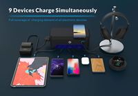 Station de recharge sans fil 4-en-1 en gros avec lumière LED, tour d'alimentation, chargeur combiné, câble rétractable PD QC3.0 pour voiture électrique et appareil photo