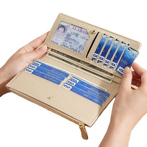 <span class=keywords><strong>Portafoglio</strong></span> da donna in vera pelle di mucca Beige ciottolo con cerniera RFID <span class=keywords><strong>portafoglio</strong></span> portamonete portamonete portamonete con <span class=keywords><strong>pochette</strong></span> per donna - Product Image 2