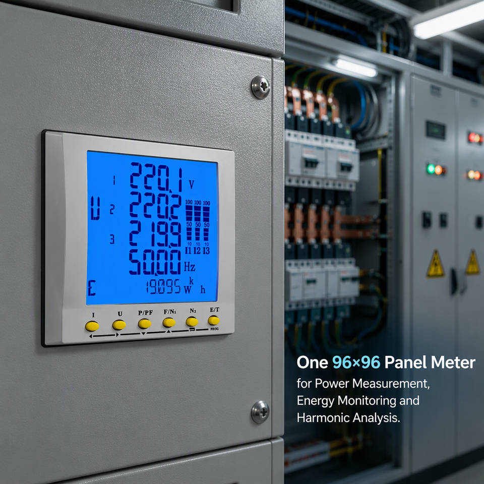 Three Single Phase Power Analyzer Meter 96x96 With Rs485 Modbus Rtu ...