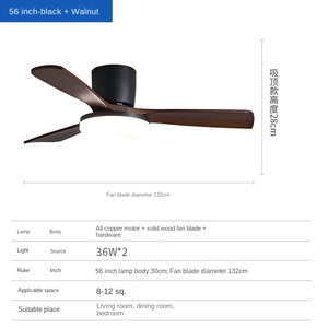 Professional Design <b>LED</b> <b>Ceiling</b> Fan with Solid Wood 5 Blades DC AC Motor Remote Control Outdoor Glass Body for Decorative Use - Product Image 2