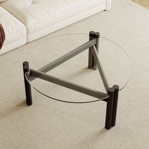 NKAHS Compact Solid Wood Glass Coffee <b>Table</b> Modern <b>Adjustable</b> <b>Height</b> Portable Round Side <b>Table</b> - Product Image 6