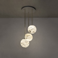 Lustre LED Sphérique Moderne en Albâtre Style Nordique pour Escalier, Salon, Hall, Décoration Intérieure