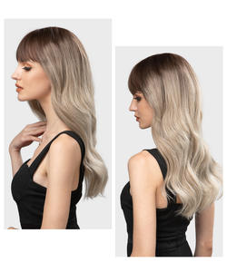 วิกผมยาวลอนคลื่นน้ำสีเข้มสำหรับผู้หญิง ทนความร้อนได้ วิกผมแบบเต็มศีรษะ สไตล์ยุโรปอเมริกัน เส้นใยทนความร้อนสูง 100% - Product Image 4