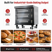 Four de boulangerie commercial électrique en acier inoxydable de qualité supérieure, personnalisé, à 3 niveaux et 9 plateaux, avec fil chauffant, facile à nettoyer et silencieux