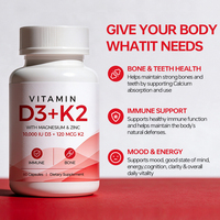 Capsules de Vitamine D3 K2 avec Magnésium et Zinc de Fabrication GMP pour Soutenir la Santé des Os, le Bien-être Immunitaire et la Fonction Musculaire - Complément Alimentaire