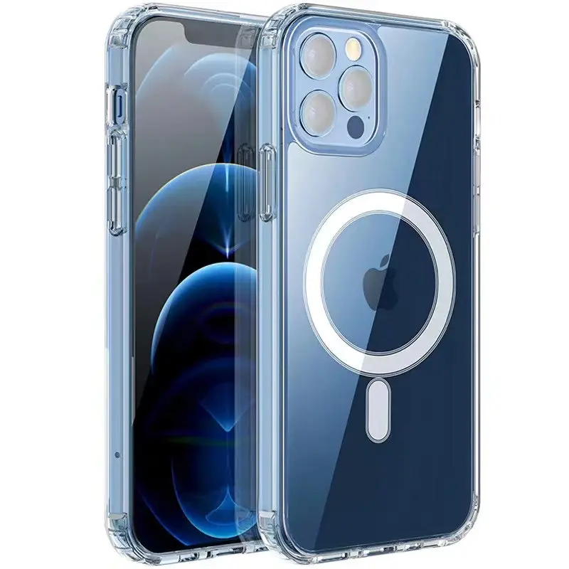 New trending transparent wireless charging phone case tpu magnetic phone case for iphone 12 13