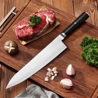 Ensemble de 9 couteaux de cuisine Nakiri, à lame ondulée, en acier, avec manche facetté foncé et motif mosaïque, pour la préparation en restaurant