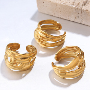 Gold Irregular Geometric <b>Ring</b> JZ131 Unisex Party Jewelry Non <b>Adjustable</b> - Product Image 1