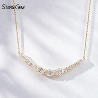 Collana Trendy da Donna StarsGem in Oro Massiccio 18K Placcato Rodio con Diamante Coltivato in Laboratorio Bianco Colore D Taglio Ovale a Griffe 3.6g