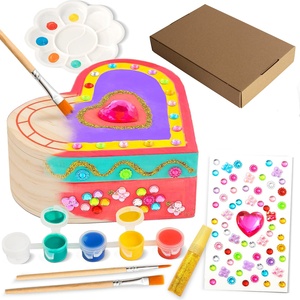 Kit portagioie per la pittura a forma di <span class=keywords><strong>cuore</strong></span> in legno con diamanti a forma di <span class=keywords><strong>cuore</strong></span> per bambini - Product Image 1