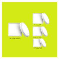 Plafonnier LED rond carré fin pour bureau, montage en surface, 6W 12W 18W 24W, panneau lumineux en aluminium pour maison