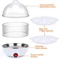 Cuiseur à œufs électrique intelligent à double couche, mini cuiseur vapeur automatique pour le petit-déjeuner, cuiseur à œufs électrique portable pour un usage domestique