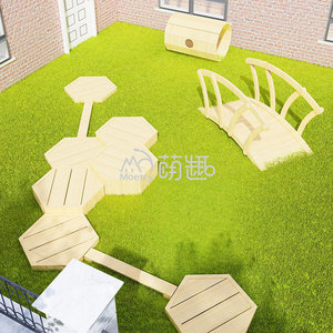 Moetry Ensemble d'activités d'extérieur en bois naturel pour enfants, mobilier de jeu pour tout-petits, idéal pour la garderie et les jeux intérieurs - Product Image 1