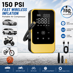 Gonfleur de pneus à <span class=keywords><strong>prix</strong></span> compétitif pour <span class=keywords><strong>voiture</strong></span>, moto, vélo, matériau ABS, moniteur de pression des pneus 150 psi, lumière LED SOS, jauge numérique - Product Image 3