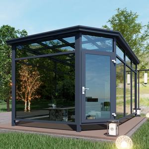 Solárium Impermeable Personalizable Directo de Fábrica <span class=keywords><strong>con</strong></span> Techo Plano de Vidrio Templado para Casas de Cristal Exteriores <span class=keywords><strong>en</strong></span> Villas - Product Image 4