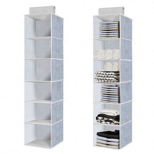 Organisateur de rangement suspendu à 6 étagères pour vêtements, étagères d'accessoires pliables, organisateurs de placard suspendus utilisés pour la garde-robe - Product Image 1