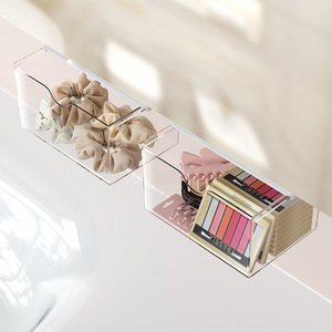 Under Desk Cosmetic <b>Storage</b> <b>Box</b> Pull Out <b>Drawer</b> Organizer Large Capacity Office Makeup Organizer Invisible Shelf - Product Image 3