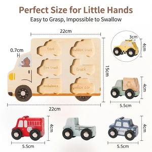 <span class=keywords><strong>Puzzle</strong></span> in Legno Montessori per Bambini, Gioco Educativo 3D per l'Apprendimento delle Forme di Auto - Product Image 4