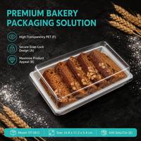 Boîte à gâteau en plastique PET transparent avec bande d'emballage, jetable et personnalisable, pour pain, gâteau aux noix, muffins, plateau d'emballage pour boulangerie à emporter