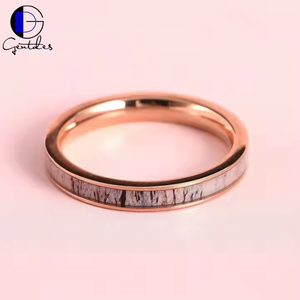 Gentdesジュエリーローズゴールドレディース4mmチタンインレイアントラウェディングバンドレディースアントラエンゲージメントリング手作りアントラーリング - Product Image 5