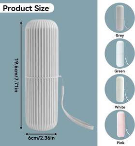 Portable Travel <b>Toothbrush</b> Dispenser <b>Case</b> Sustainable Plastic Dustproof Wash Cup Set Convenient Bathroom Accessory - Product Image 2