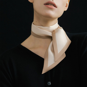 Customized Color Parchment Handmade Narrow Headband Lightweight Silk Ribbon Neckerchief Long 100% Mulberry Silk Twill <strong>Scarf</strong> - Product Image 1