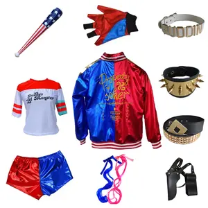 Disfraz de Cosplay de Harley Quinn para niños adultos de Suicide Squad para fiestas de Halloween trajes con bordado