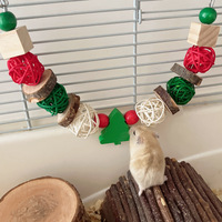 Jouet de décoration de Noël écologique en bois de pomme pour oiseaux et perroquets, en forme d'arbre, avec balançoire, pour usage intérieur et extérieur, modèle Golden Bear