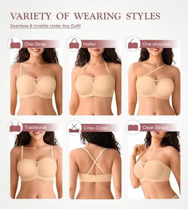 Reggiseni a <span class=keywords><strong>Fascia</strong></span> Senza Spalline Personalizzati OEM per Donne, <span class=keywords><strong>Push</strong></span>-<span class=keywords><strong>Up</strong></span> Senza Fili, Senza Cuciture, Antiscivolo, Imbottiti e Supportanti - Product Image 5