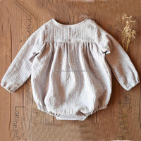 Combinaison à manches longues en coton pour nouveau-né, couleur unie, vêtements décontractés pour bébé, barboteuse pour bébé fille