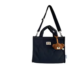 New Cotton Handbag Shoulder Bag Baby Stroller Hanging Bag Large Capacity Quilted Embroidery tote Bag