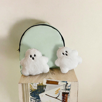 Porte-clés fantôme en peluche blanche fait main, mignon et moelleux, breloque de sac Halloween, pendentif petit monstre doux pour sac à dos