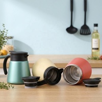 Jarra Térmica Aislada para Café con Asa y Tapa, Servidor de Bebidas Calientes Reutilizable para el Hogar, Uso Diario, Hotel y Comedor