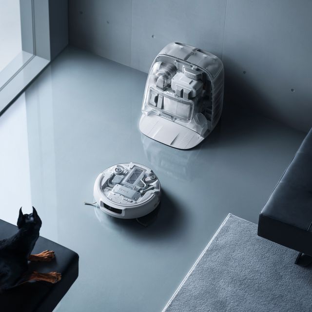 DJ ROMO P Robot Vacuum Cleaner - Transparent Design, 25000 Pa Suction, Drone - Level Obstacle Avoidance