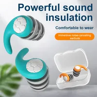 Isolation phonique réduction du bruit bouchons d'oreille défenseurs d'oreille étanche trois couches muet silicone bouchon d'oreille avec filtre