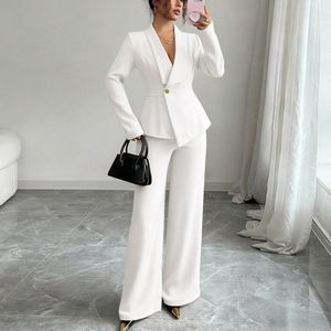 Conjunto de Dos Piezas para <span class=keywords><strong>Mujer</strong></span> J1308, Elegante Traje de Moda con <span class=keywords><strong>Blazer</strong></span> de Manga Larga y Pantalones de Pierna Recta - Product Image 2