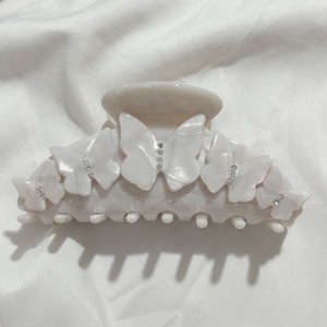 Pinza de pelo de acetato rosa con diseño de mariposa, estilo coreano, para la parte trasera de la cabeza, tipo pinza de tiburón, accesorio para el cabello. - Product Image 4