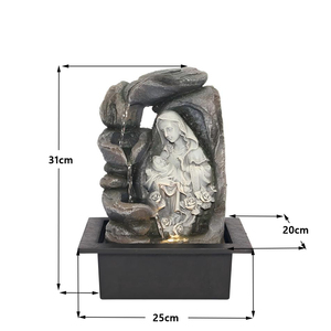 <span class=keywords><strong>Fontaine</strong></span> d'eau de table en résine Vierge Marie et Enfant Jésus avec cascade et lumière chaude - Product Image 5