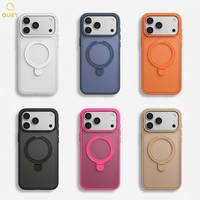 Coque de téléphone magnétique invisible Pure Color avec anneau pour iPhone 17 16 15 Pro Max, antichoc, support intégré, coque arrière