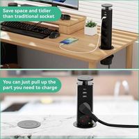 Prise pop-up rétractable à 3 voies avec prise de tour intégrée USB C pour plan de travail, bureau, cuisine