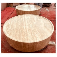 Ensemble de tables basses en marbre travertin, table en marbre massif en pierre naturelle, décoration intérieure, salon, meubles en marbre massif