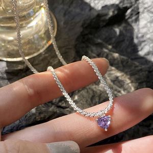 Sparkling Zircon Heart Diamond Charm Pendants Necklace Shiny Choker Necklace for Women Wedding Clavicle <b>Chain</b> Fashion Jewelry - Product Image 5